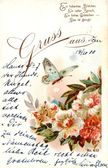 Gruss aus Nr. 632 Schmetterling Bluemen