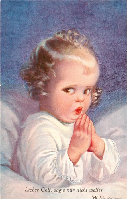 Fialkowska Wally Kuenstlerkarte 1407 Baby Maedchen