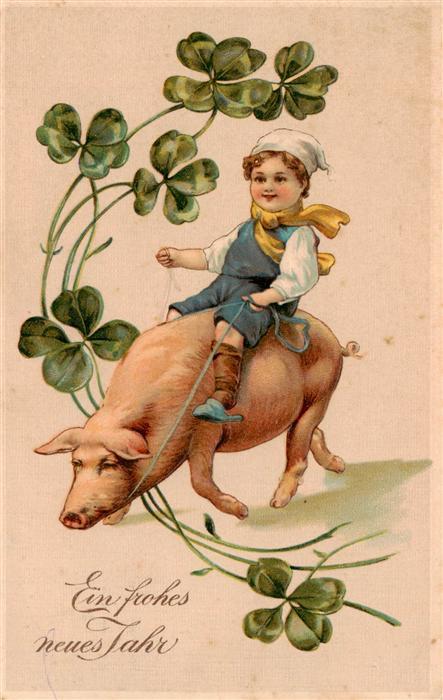 Neujahr Annee New Year 11096 Kind Schwein