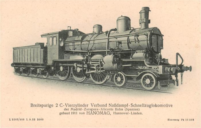 Lokomotive Eisenbahn Railway 2C Vierzylinder Verbund Nassdampf-Schnellzug HANOMA