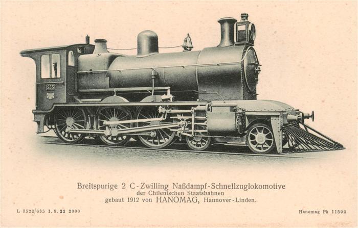 Lokomotive Eisenbahn Railway 2 C Zwilling Naßkampf-Schnellzug HANOMA
