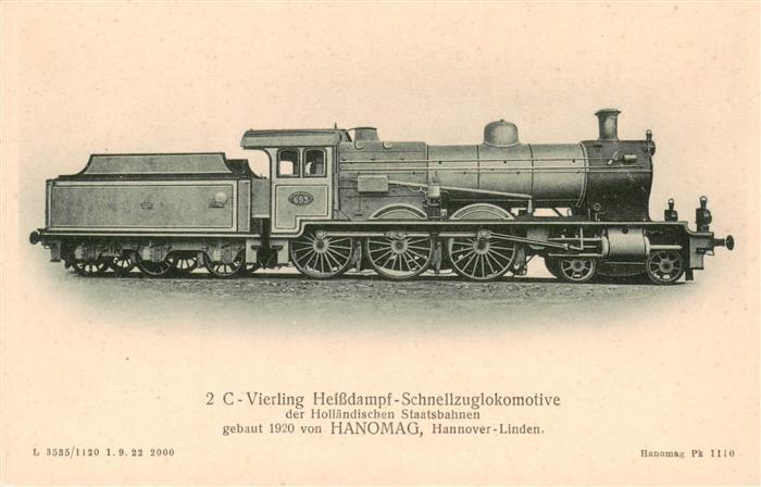 Lokomotive Eisenbahn Railway No 693 2 C Vierling Heissdampf-Schnellzug HANOMAG