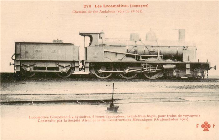 Lokomotive Eisenbahn Railway 276 Chemins de fer Andalous Espagne