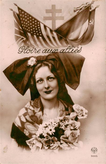 Foto Noyer A Paris Nr. 3666 Frau Blumen drapeaux