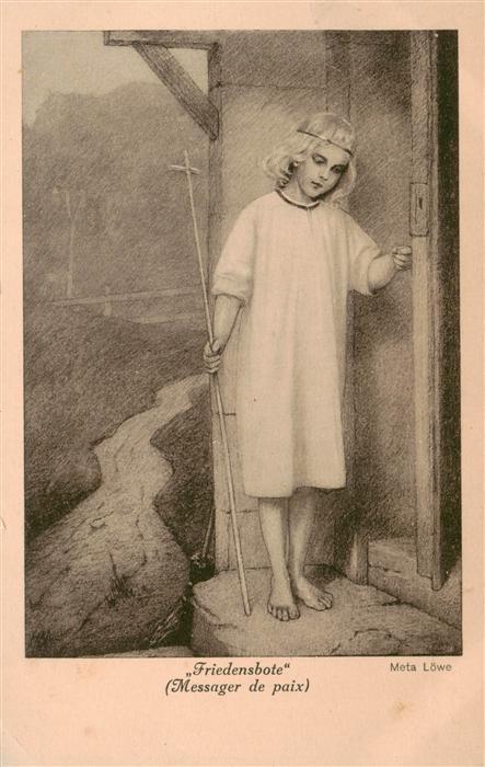 Loewe Meta Kuenstlerkarte Nr. 69 Maedchen Friedenbote