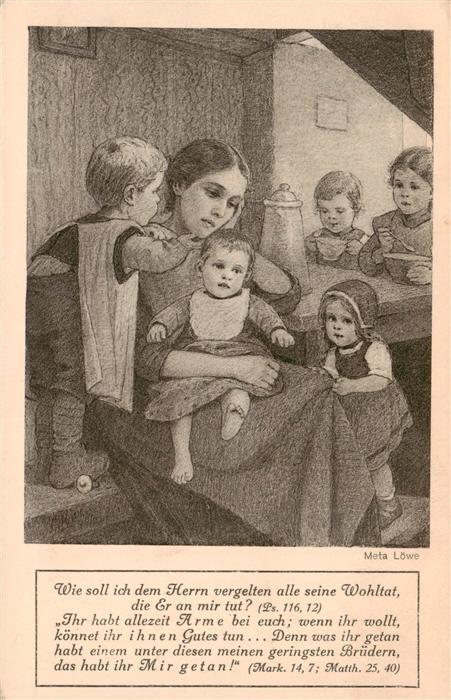 Loewe Meta Kuenstlerkarte Kinder Muetter