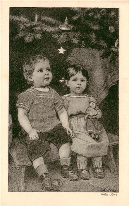 Loewe Meta Kuenstlerkarte Kinder Puppe Weihnachtsbaum