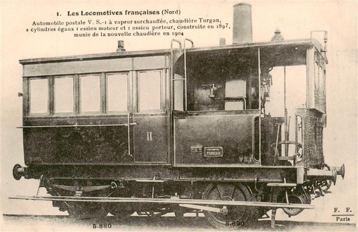 Lokomotive Eisenbahn Railway Automobile postal chaudiere Turgan Paris