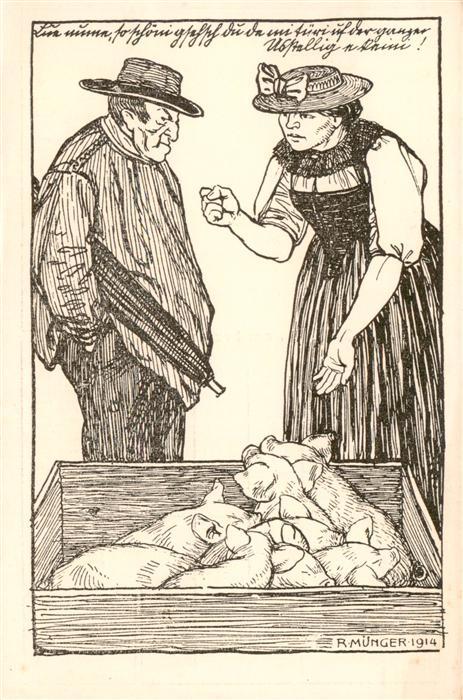 Landes-Ausstellung Landesausstellung Bern 1914 Fest Trachten Schweine Regenschir