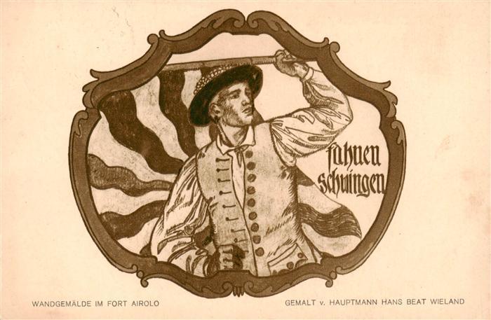 Wieland Hans Beat Kuenstlerkarte Wandgemaelde im Fort Airolo