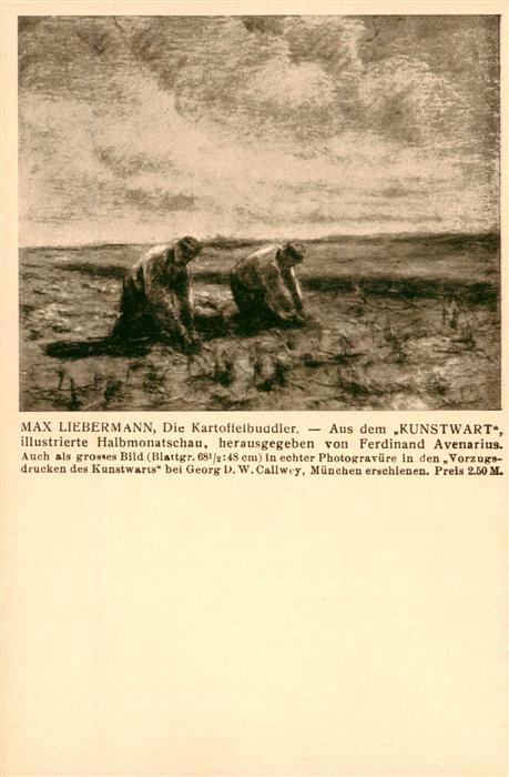 Liebermann Max Kuenstlerkarte Die Kartoffelbuddler