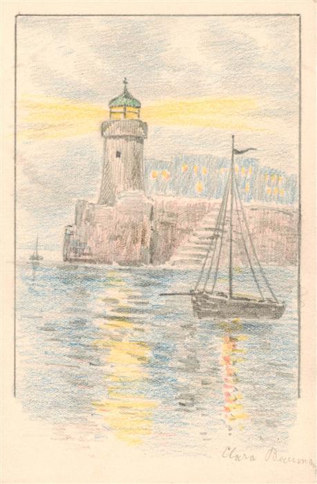 Handgemalt hand-painted peint-a-la-main pintado-a-mano-- Leuchtturm Boot