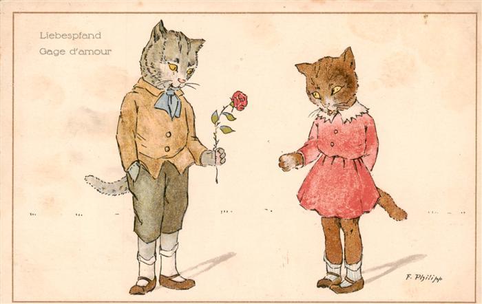 Philipp F. Kuenstlerkarte Katzen Verlag A. Ruegg-Koch Zuerich Serie 340/5