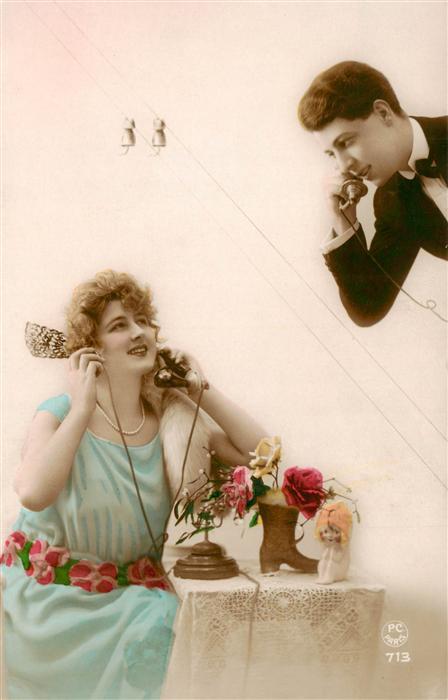 Foto PC Paris Nr. 713 Telefon Frau Mann