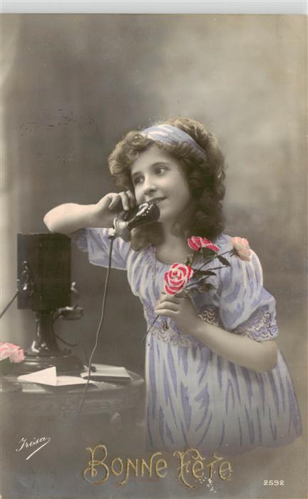 Foto Irisa Nr. 2596 Bonne Fete Telefon Mädchen