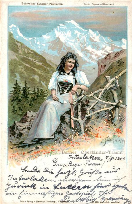 Steinmann C. Schweiz Kuenstlerlitho Nr. 2004 Berner Oberland Tchart