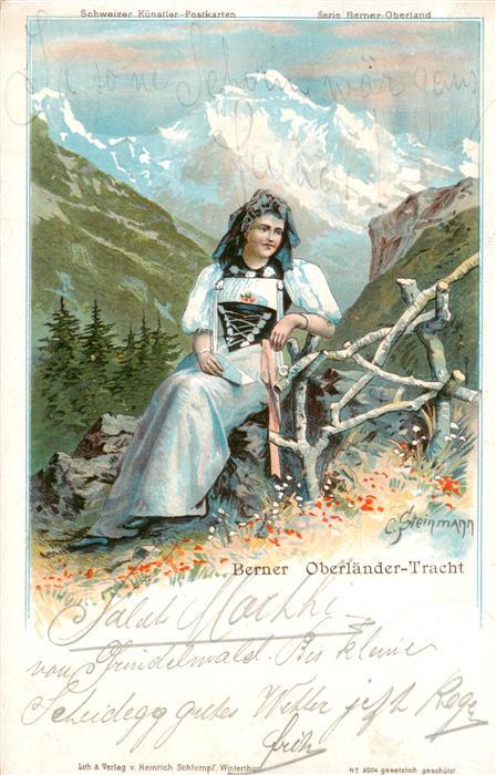 Steinmann C. Schweiz Kuenstlerlitho Nr. 2004 Berner Oberland Tchart