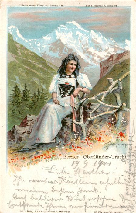 Steinmann C. Schweiz Kuenstlerlitho Nr. 2004 Berner Oberland Tchart