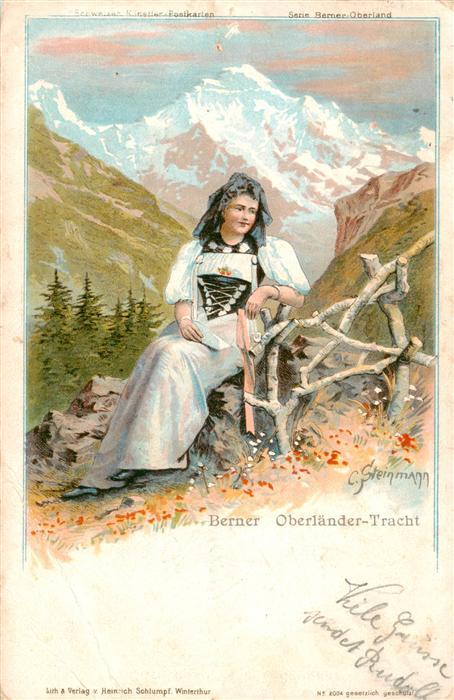 Steinmann C. Schweiz Kuenstlerlitho Nr. 2004 Berner Oberland Tchart