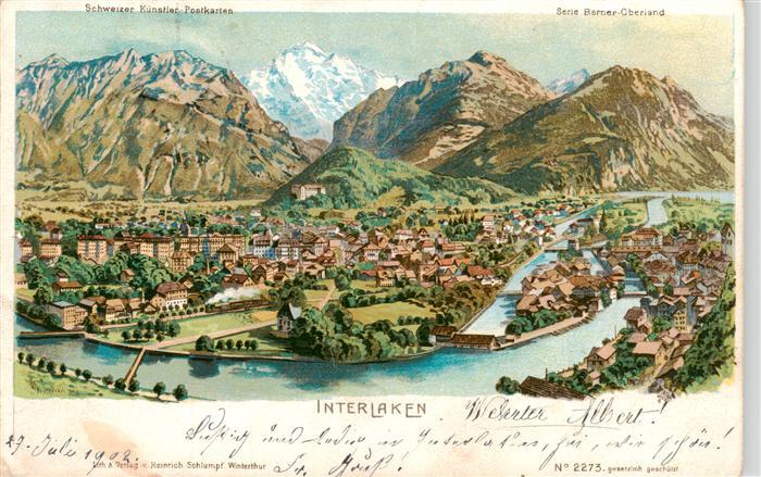 Steinmann C. Schweiz Kuenstlerlitho Nr. 2273 Interlaken Serie Berner Oberland
