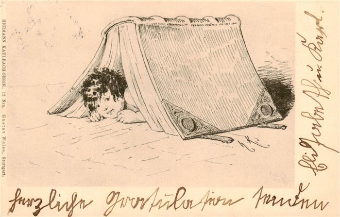 Kaulbach Hermnann Kuenstlerkarte Nr. 12 Kind Buch
