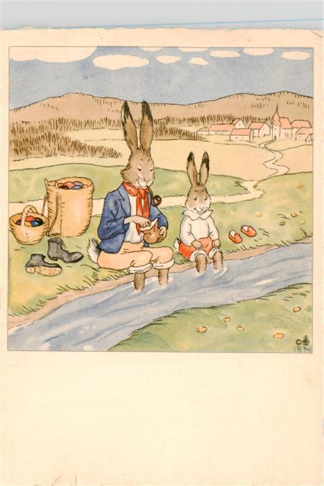 Ostern Easter Paques Pasqua Hasen Eierkorb Fluss
