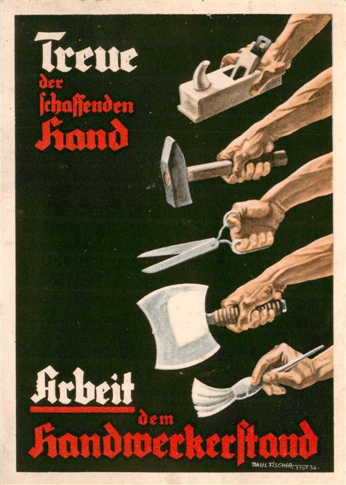 Fischer Paul Kuenstlerkarte Arbeit Handwerkerschaft