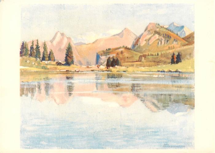 Schwarzenbach Armin Kuenstlerkarte Spiezwiler Seebergsee Diemtigtal