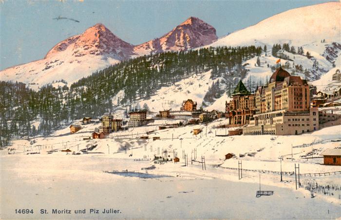 St Moritz  SANKT MORITZ GR Teilansicht Wintersportplatz Blick gegen Piz Julier A