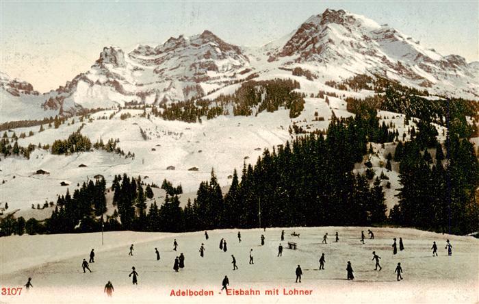 Adelboden BE Eisbahn Wintersportplatz Blick gegen Lohner Berner Alpen