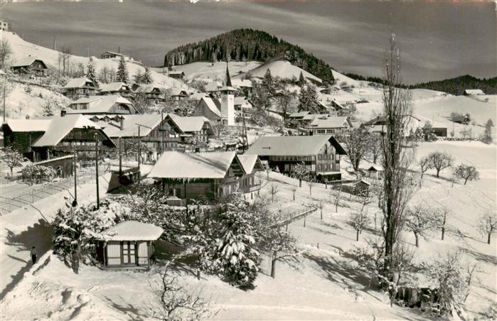 Goldiwil Ortsansicht mit Kirche Winterpanorama