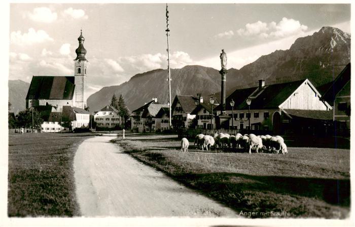 Anger Bad Reichenhall Dorfeinfahrt Schafe Kirche Alpen