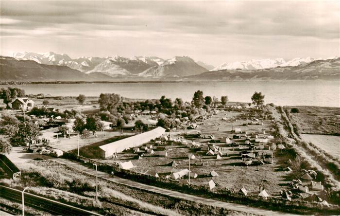 Zech Lindau Bodensee Campingplatz mit oesterreicher und Schweizer Alpen