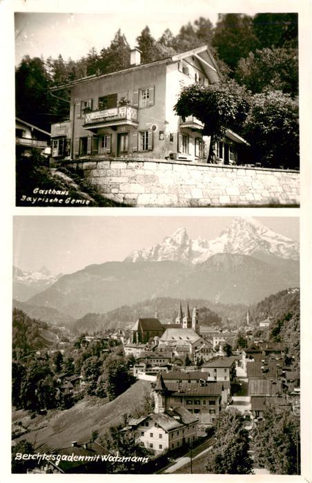BERCHTESGADEN Bayern Gasthaus Bayrische Gemse Stadtpanorama Blick gegen Watzmann