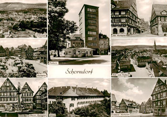 Schorndorf  Wuerttemberg Teilansichten Postturm Marktplatz Altstadt Fachwerkhaeu