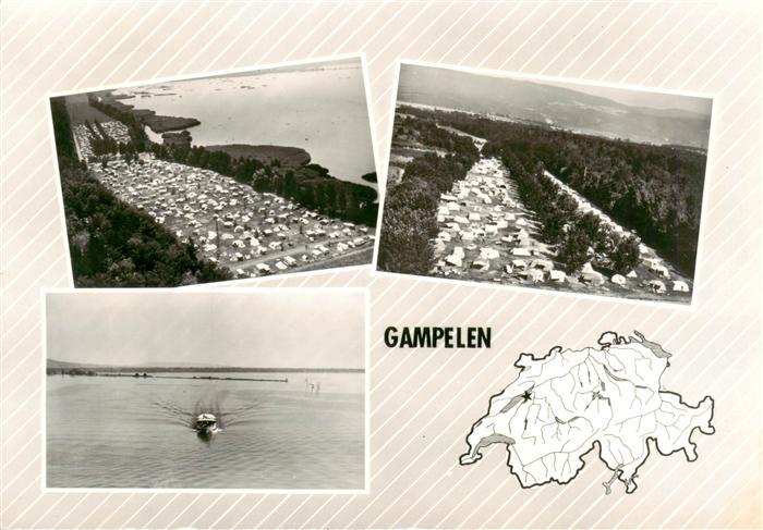 Gampelen BE Campingplatz Luftaufnahmen Neuenburgersee