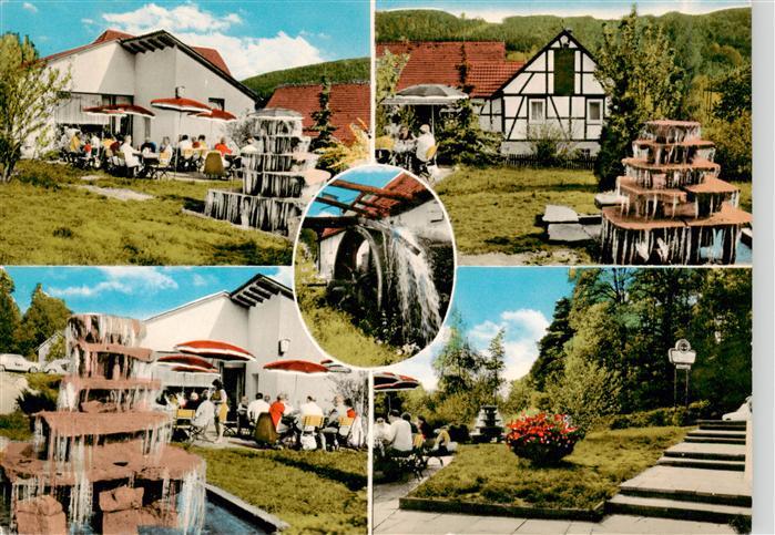 Bad Koenig Odenwald Gaststaette Café Drei Muehlen Grohmuehle Brunnen Wasserrad