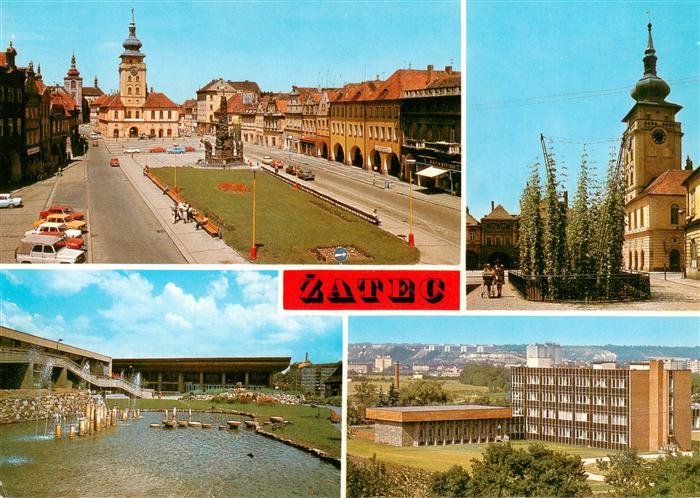 Zatec Saaz CZ Platz Rathaus Haus der Kultur Forschungsinstitut fuer Hopfenanbau