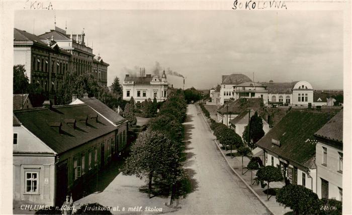 Chlumec Cidlinou Chlumetz Zidlina CZ Jiraskova ul. s mst. skolou
