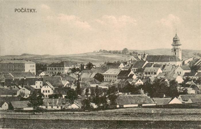 Pocatky Potschatek Jindrichuv Hradec Neuhaus Boehmen CZ Ansicht mit Kirche