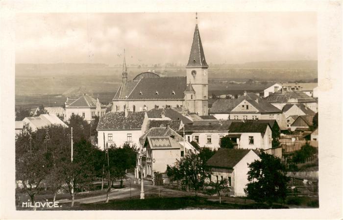 Milovice Milowitz CZ Ansicht mit Kirche
