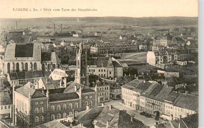 Kamenz Sachsen Panorama Blick vom Turm der Hauptkirche Feldpost