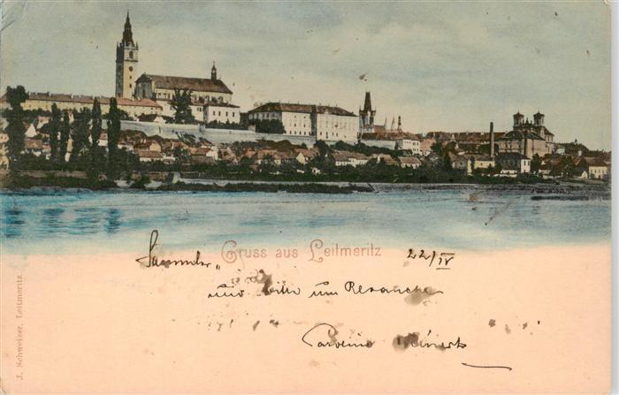 Leitmeritz Litomerice CZ Blick ueber die Elbe