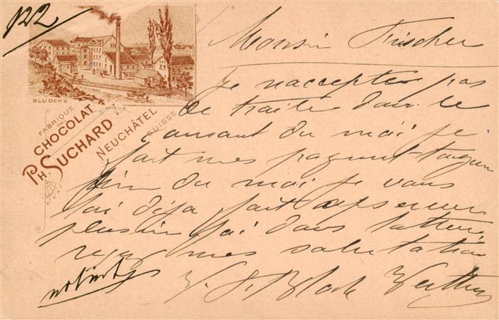 Bludenz Vorarlberg AT Korrespondenzkarte Werbung Chocolat Ph. Suchard