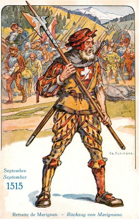 Marignano IT Retraite de Marignan Rueckzug von Marignano Kuenstlerkarte