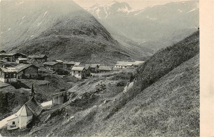 Tschamutt GR Ansicht mit Hotel Rheinquellen und Badus