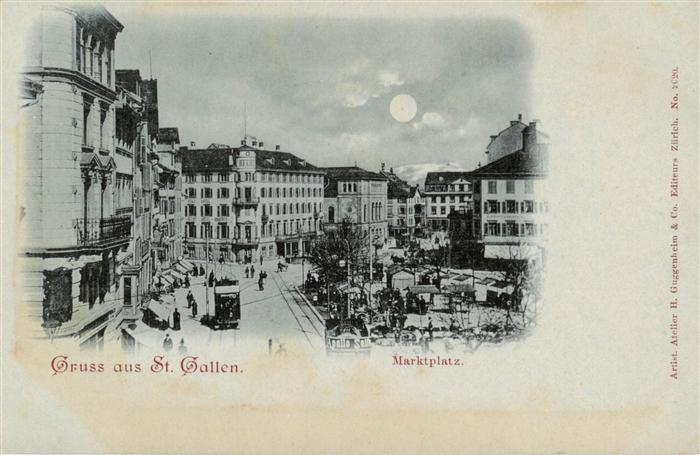 St Gallen SG Marktplatz im Mondschein