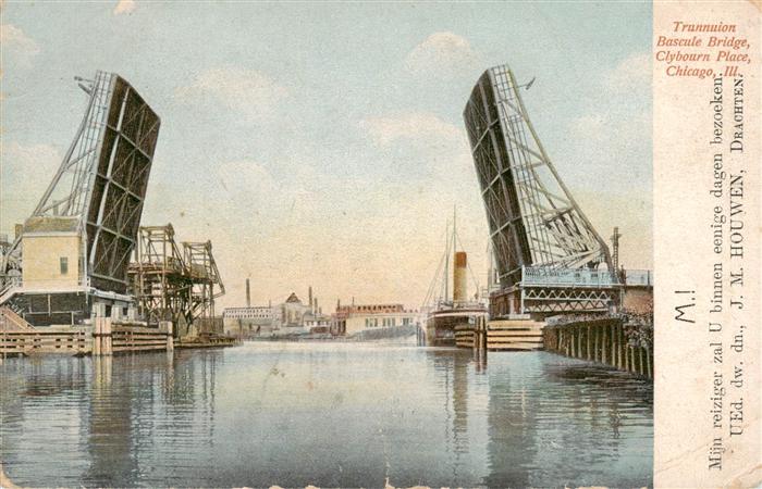 Chicago Illinois USA Trunnuion Bascule Bridge Clybourn Place