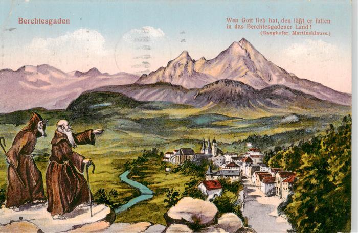 BERCHTESGADEN Bayern Panorama Berchtesgadener Land Kuenstlerkarte