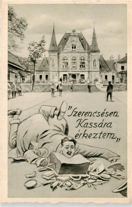 Kassa Kosice Kaschau Slovakia Szerencsesen Kassara erkeztem Karikatur